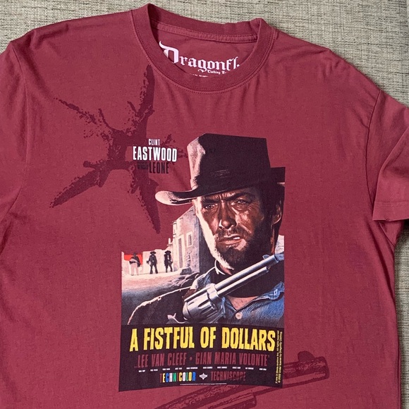 Men’s/Unisex NWOT Vintage Clint Eastwood Graphic Tee in Maroon, Size Medium - Picture 1 of 4